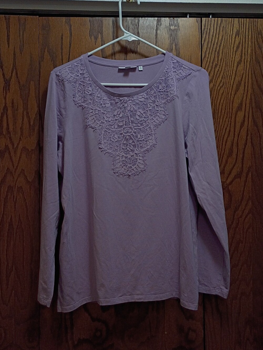 Chicos Women’s Lace-Yoke Long Sleeve Top — Lavender